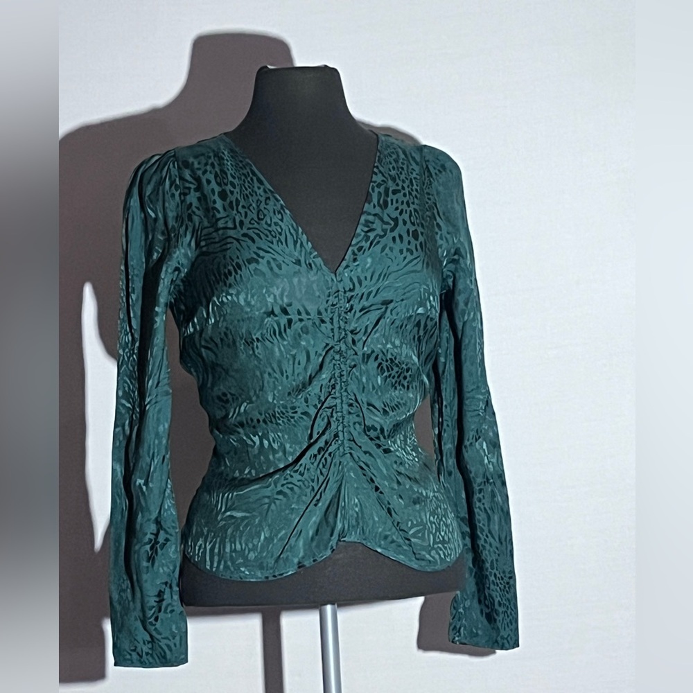 3 for $30 H&M Dark Green Ruched Blouse